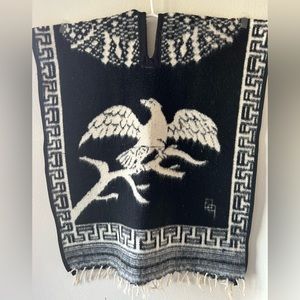 Vintage Reversible Mexican Jorongo Poncho Size S